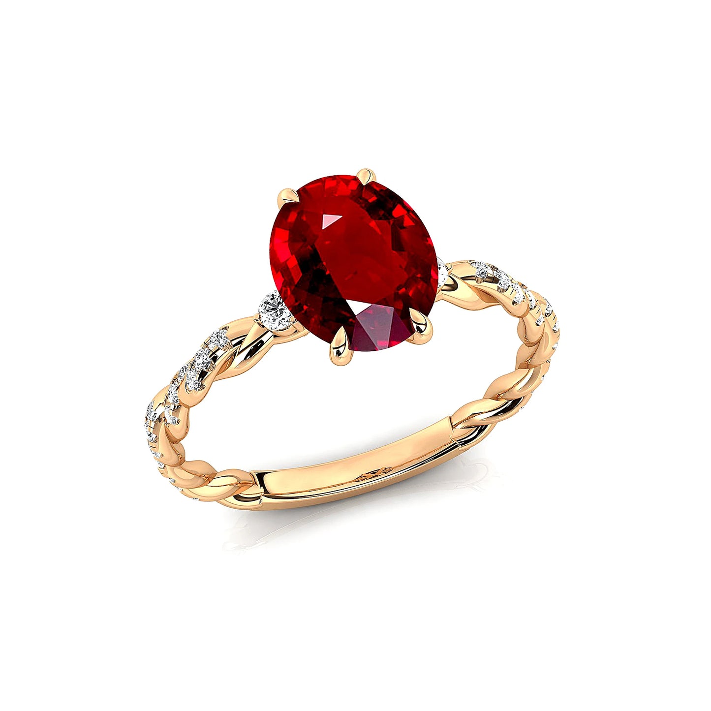 Flawless Design July Birthstone Lab Grown Ruby Gemstone Dainty Rings 18k Solid Gold Rhodium Plated Classic Wedding Style 0.17