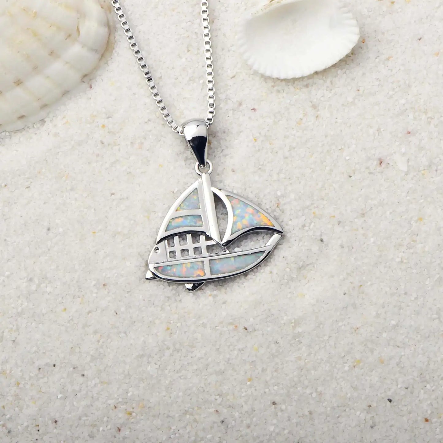 Aobao Silver Plated Copper Alloy Opal Minimalist Geometric Necklace