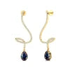 Spiral Diamonds Long Dangling Drop Earrings 18K Solid Gold Pear Cut Lab Grown Alexandrite Gemstone Wedding Earrings Gift For Her