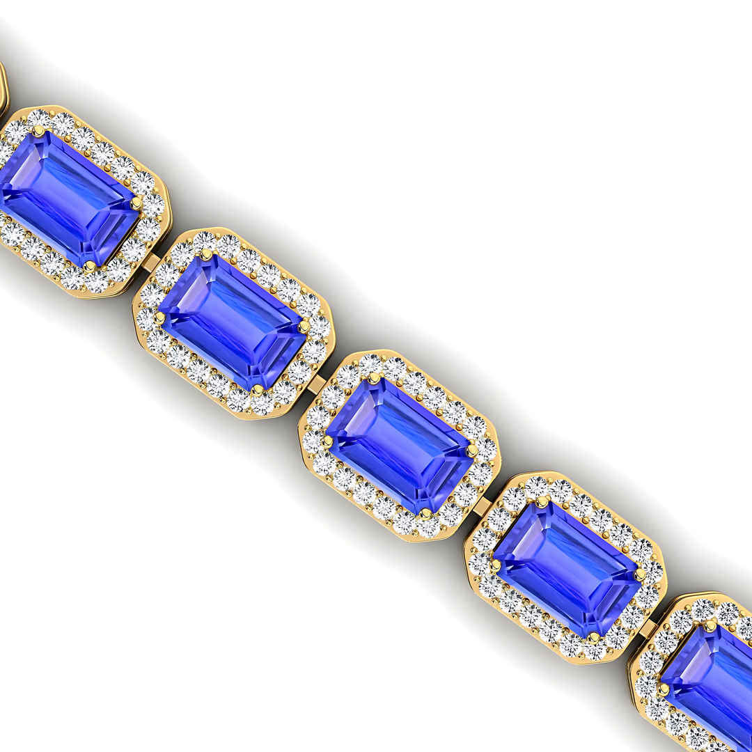 Handmade Natural Tanzanite & diamond Tennis Bracelet Elegant Design 14K Pure Gold Fine Jewelry Tennis Bracelet Anniversary Gift