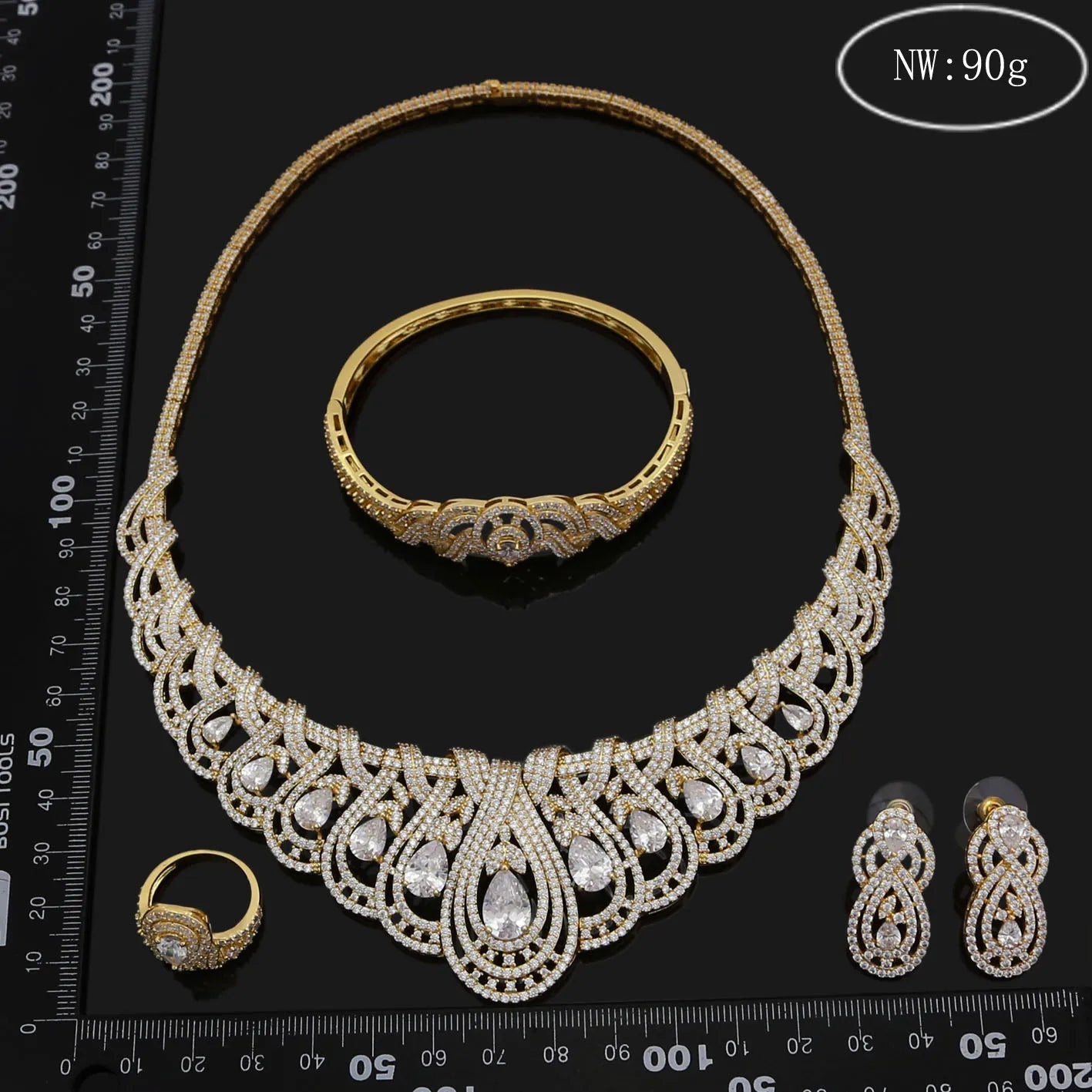 Zhuerrui Dubai Italy Nigeria Gold Plated Butterfly Pendant Diamond Necklace Chain Necklaces and Earrings Jewelry Set HZ18091102