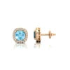 Natural Aquamarine Gemstone & Real Diamonds Stud Halo Earrings For Women 18k Solid Gold Fine Anniversary Gift For Wife ODM OEM