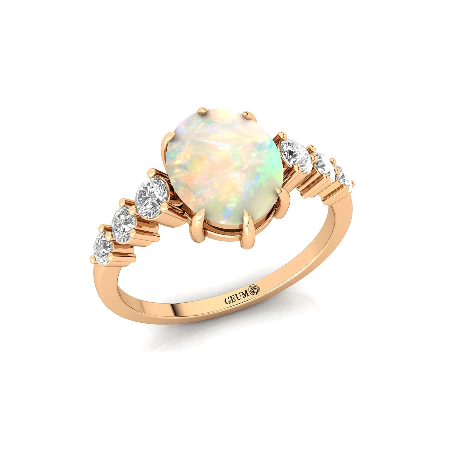Genuine Natural Diamond Cluster Ring Ethiopian Opal Gemstone Solid 18k White/Yellow/Rose Gold Classic Wedding Fine Jewelry OEM