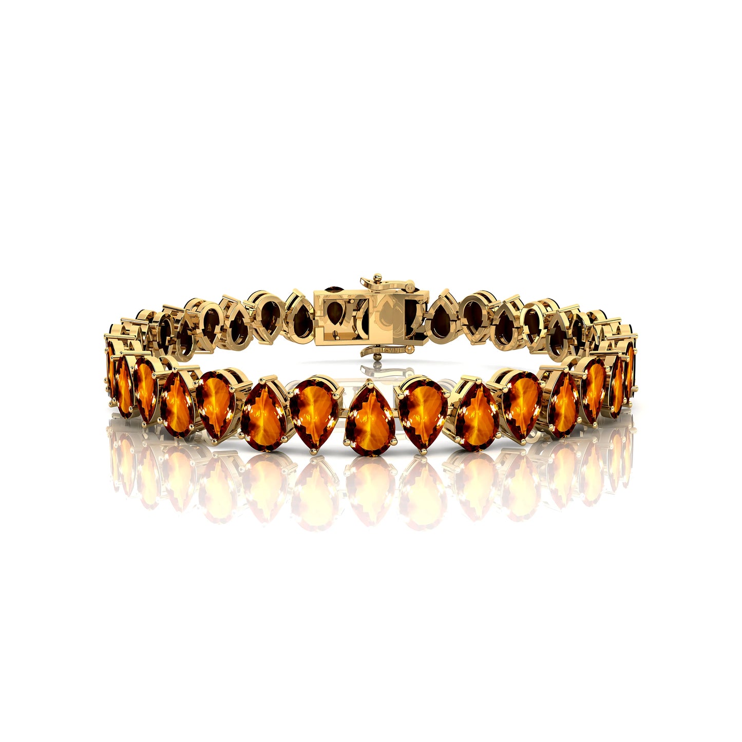 Natural Pear Cut Citrine Gemstone Tennis Bracelet Ready To Ship 14K Pure Gold Fine Jewelry Handmade Tennis Bracelet Wholesale