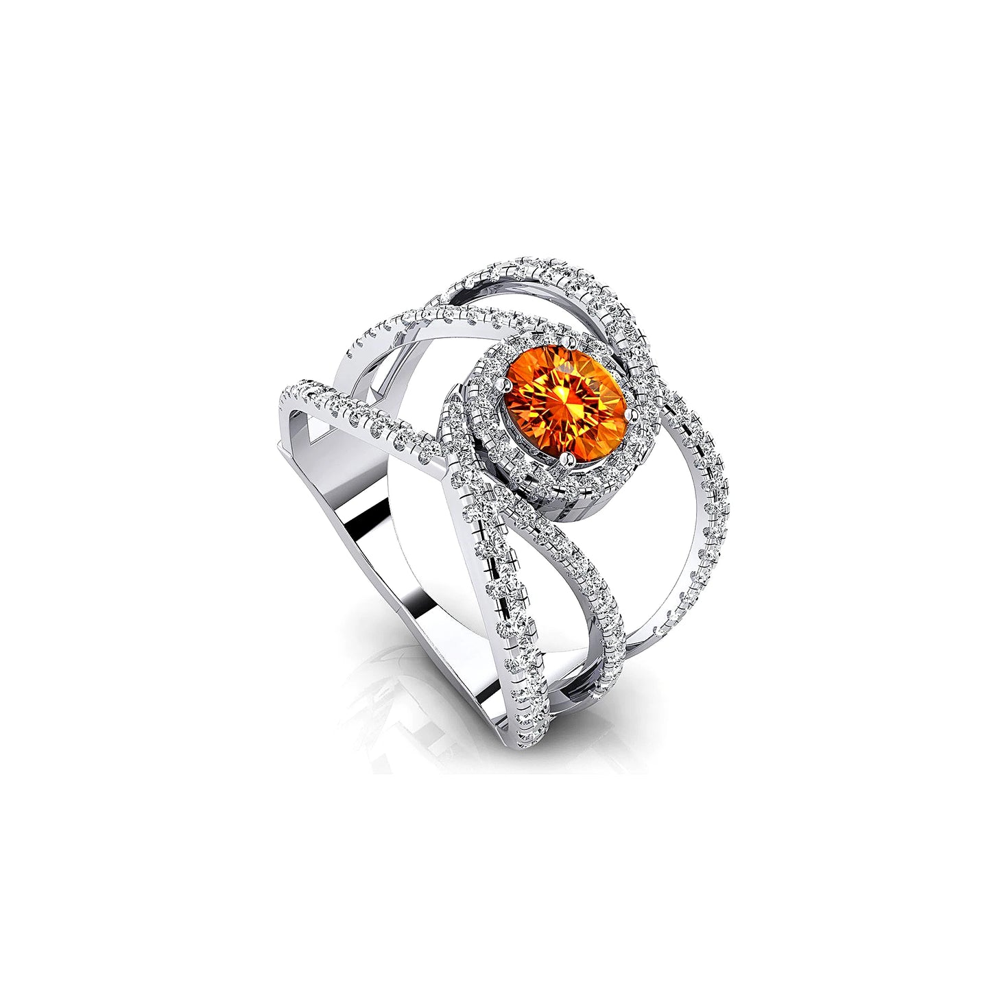 Luxury Hand Crafted 18K Solid Gold Solitaire Rings Natural Citrine Certified Diamonds Rhodium Plated Prong Setting Wedding