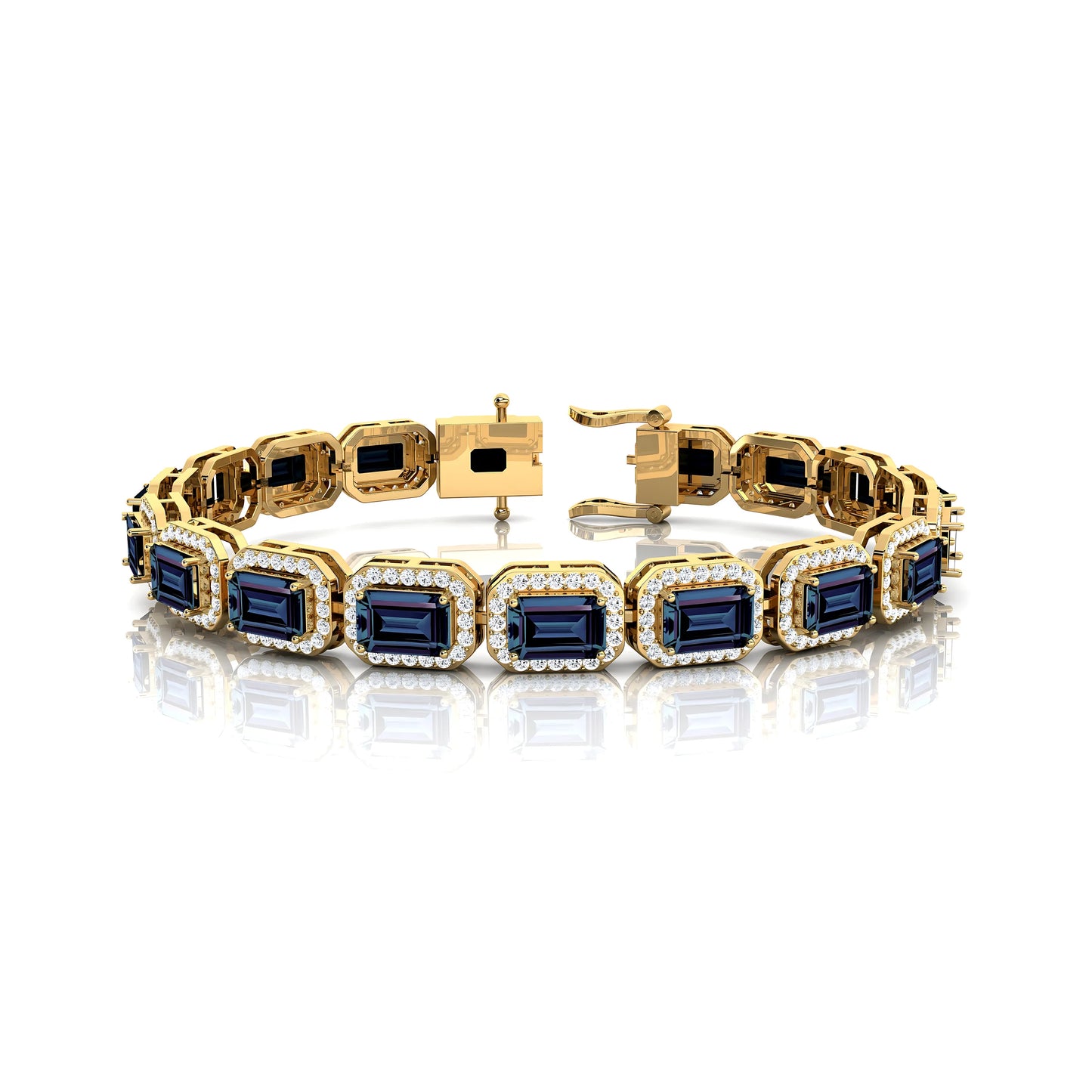 14k Gold 7inch Lab Grown Alexandrite & Diamond Tennis Chain Bracelet Trending Ready To Ship Prong Sett Diamond Tennis Bracelets