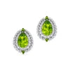 Luxurious Cute Halo Pear Cut Stud Earrings for Women Natural Peridot Gemstone and Real Diamonds Halo Studs 14k Solid Gold Gift