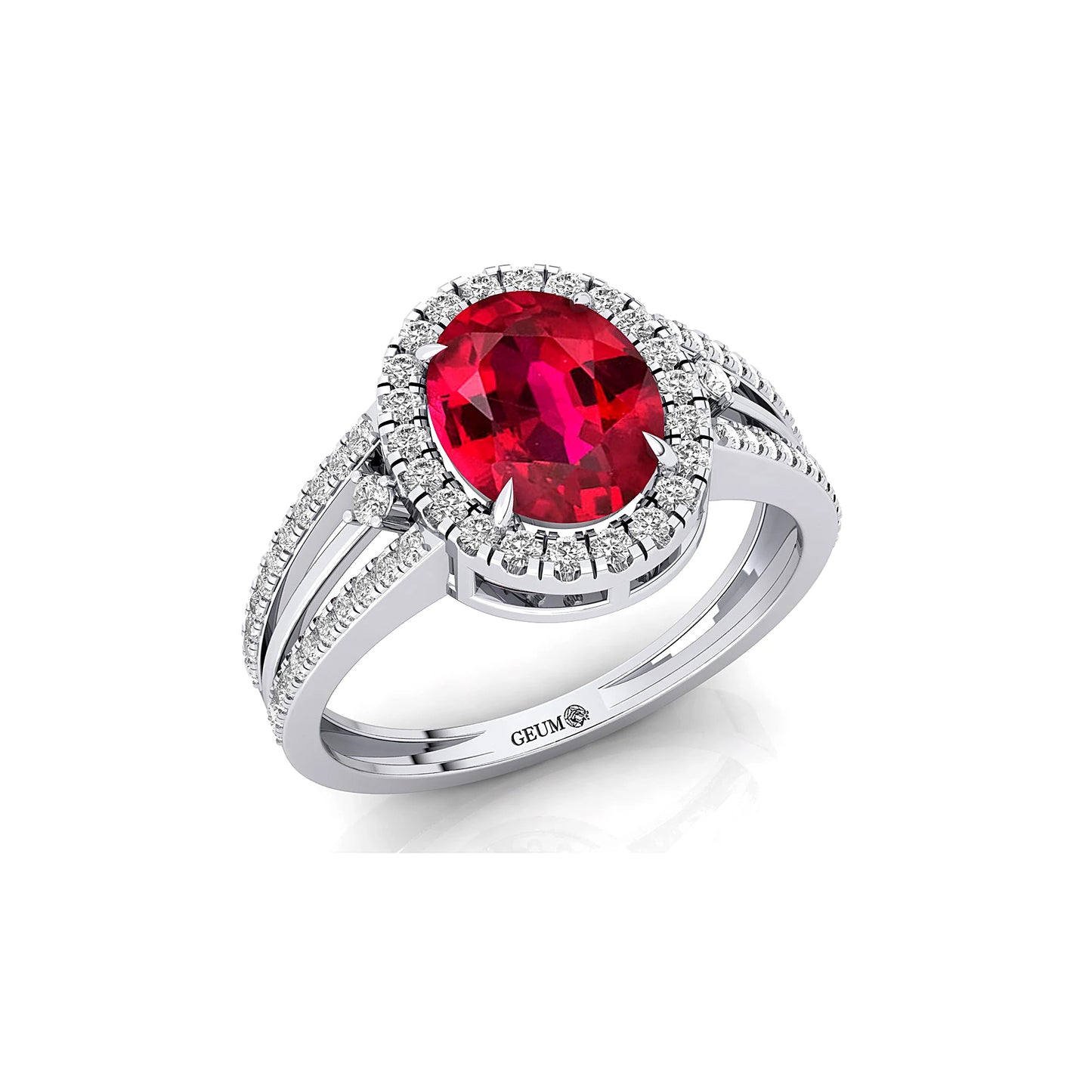 14K Gold IGI Certified Lab Grown Ruby & Natural Diamond Split Band Design Solitaire Rings Luxury Party Wedding Birthstone Ring