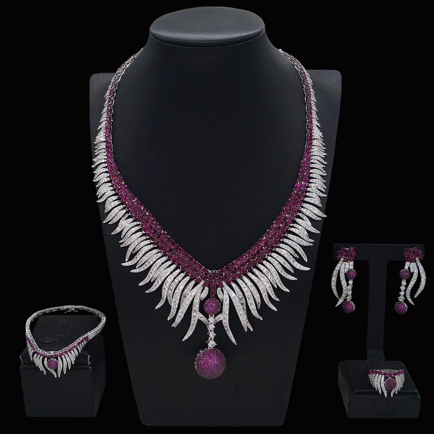 Zhuerrui New Design Sense Jewelry Set American High-end Diamond Series Ladies Classic Inheritance Wedding Four SetsHZ24018196