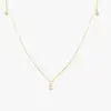 14k Gold Bezel Setting Natural Dangling Diamond Necklace 0.17ct Brilliant Cut Custom Made Wedding Wear Link Chain 2 Grams Third