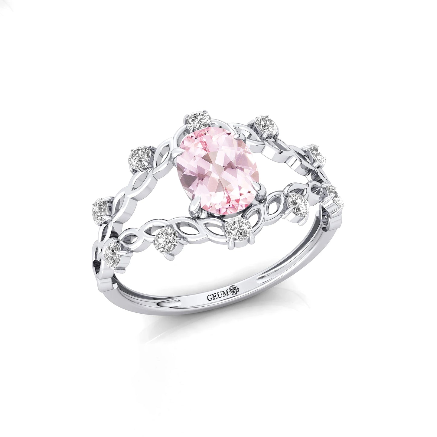 Classic Design Oval Cut 1.1 Ct Natural Morganite Gemstone Rings in 18k Solid Gold With Natural Diamonds Fine Bridal Rings OEM