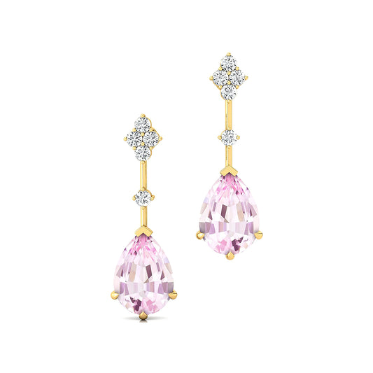 Handmade 100% Authentic Natural Morganite Diamonds Earrings For Her 18k Solid Gold Jewelry Cute Party Gift For Her ODM OEM