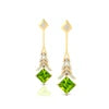 Premium Quality 18K Solid Gold Dangle Drop Earrings Natural Peridot Gemstone Real Diamonds Wedding Party Rhodium Plated Bulk OEM
