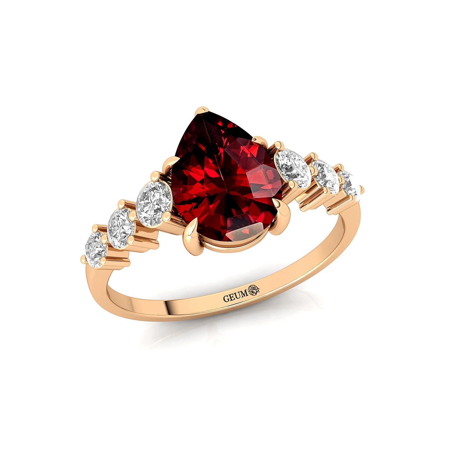 Luxurious Design Unique Pear Cut Natural Red Garnet Gemstone Ring 18k Solid Gold Real Diamonds Classic Wedding Women Rings