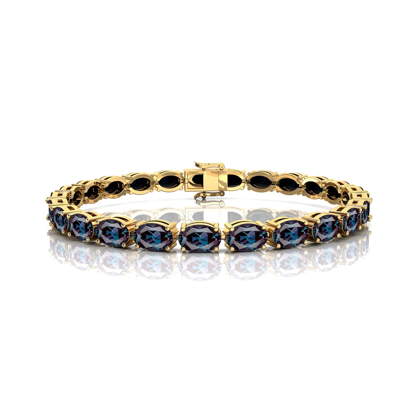 Unique Lab Grown Alexandrite Bracelet 14K Pure Gold Alexandrite Tennis Bracelet Bridal Wedding Women Alexandrite Chain Bracelet
