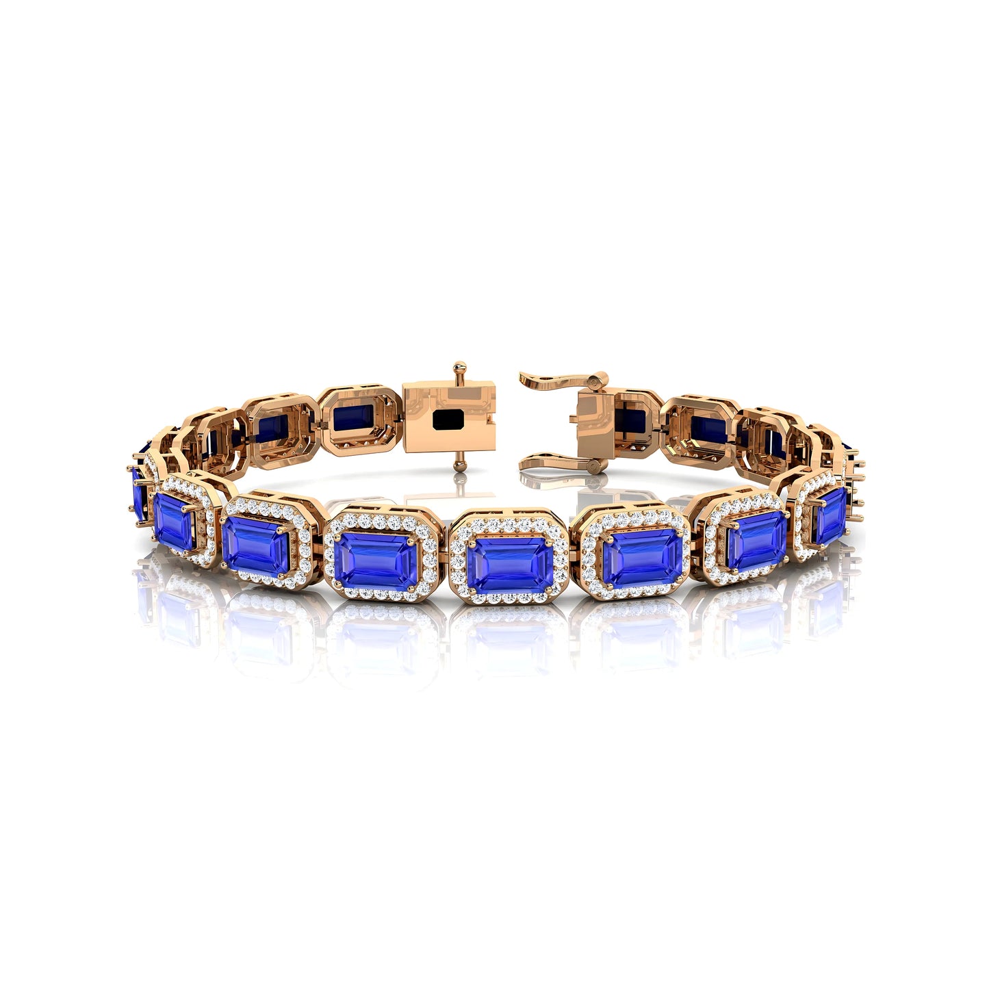 Handmade Natural Tanzanite & diamond Tennis Bracelet Elegant Design 14K Pure Gold Fine Jewelry Tennis Bracelet Anniversary Gift