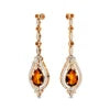 18k Gold Natural Citrine Gemstone Real Diamond Dangle Drop Earrings 14K Solid Gold Rhodium Plated Certified Cute Design Weddings