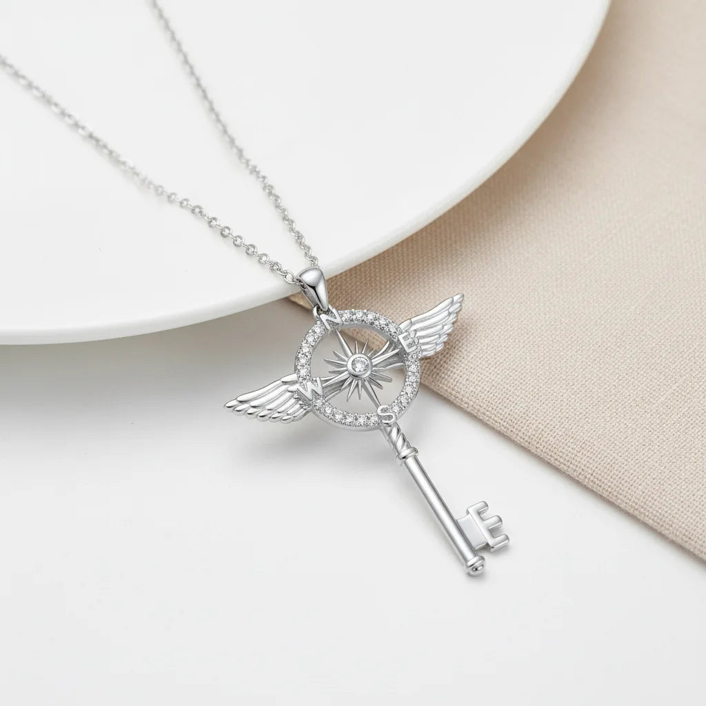 REDheart Silver Plated Celtic Knot Love Rose Necklace Angel Wings Key Necklace Rose Heart Tree of Life Heart Key Necklace for Womens Gift
