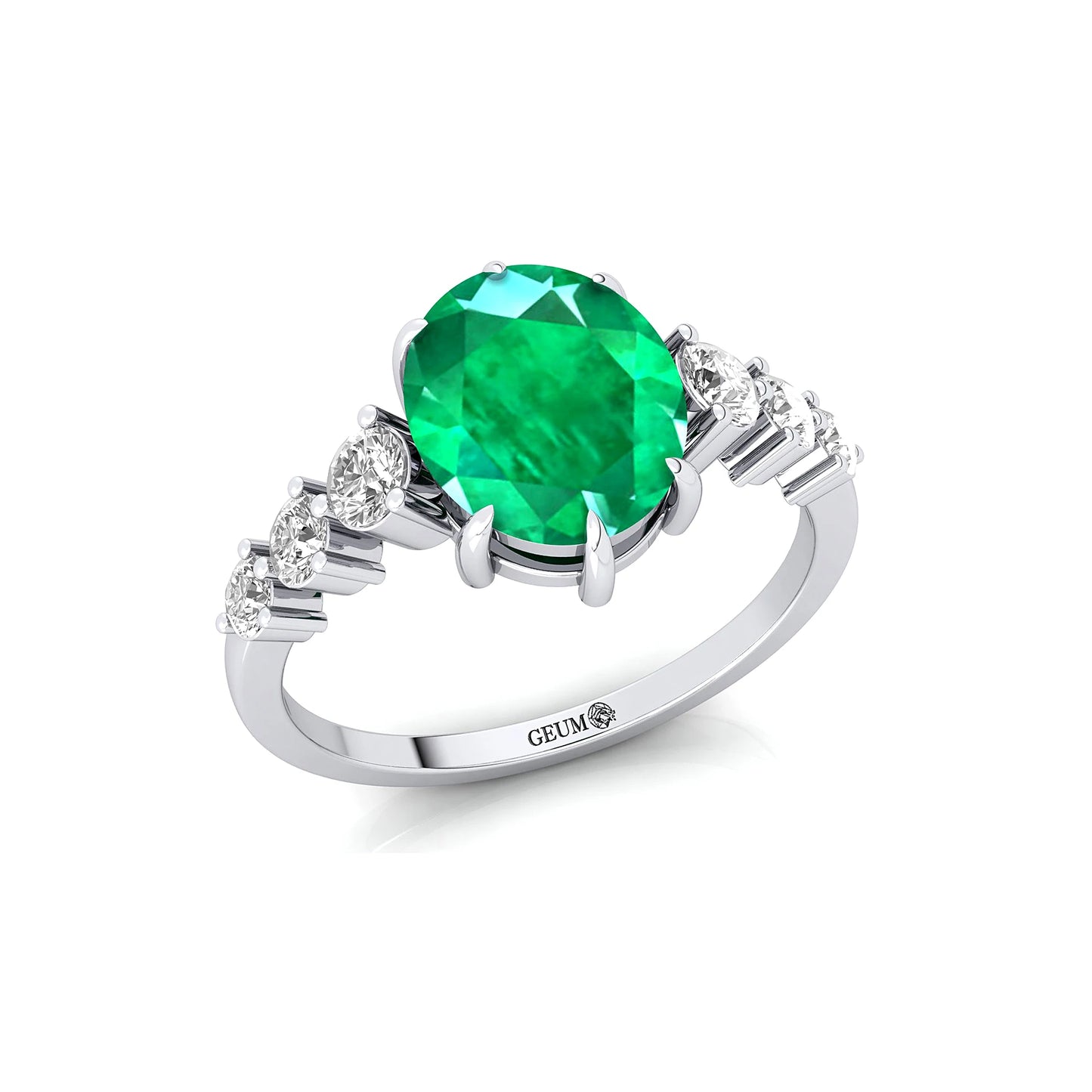 Solid 18K Rose Gold Lab Grown Emerald & Diamond Wedding Rings Classic Women's Fine Jewelry Wholesale Factory Prices OEM