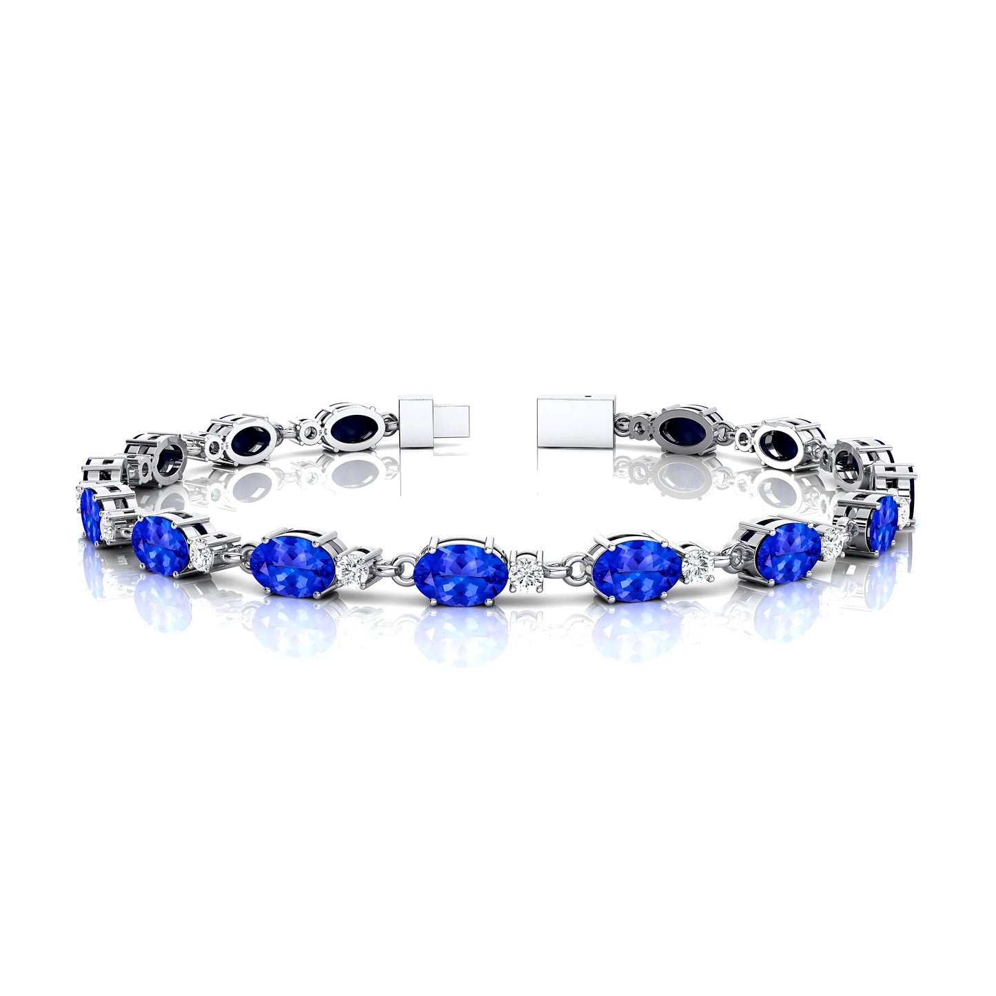 Exquisite Trendy Design 14k Gold 2.2mm Oval Cut Natural Tanzanite With Real Diamond Dainty Elegant Tennis Bracelets Wholesale