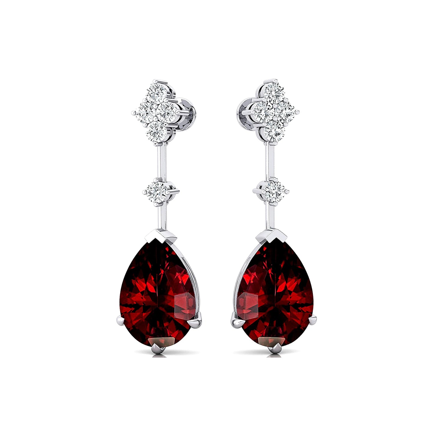 Unique Natural Red Garnet Gemstone Real Diamonds Cute Trending Earrings For Her 18k Solid Gold Rhodium Plated Bulk Price OEM ODM