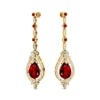 Flawless Design 18K Solid Gold Lab Ruby Gemstone Cute Engagement Wedding Party Gift Women Wear Diamond Dangle Drop Earrings Sets