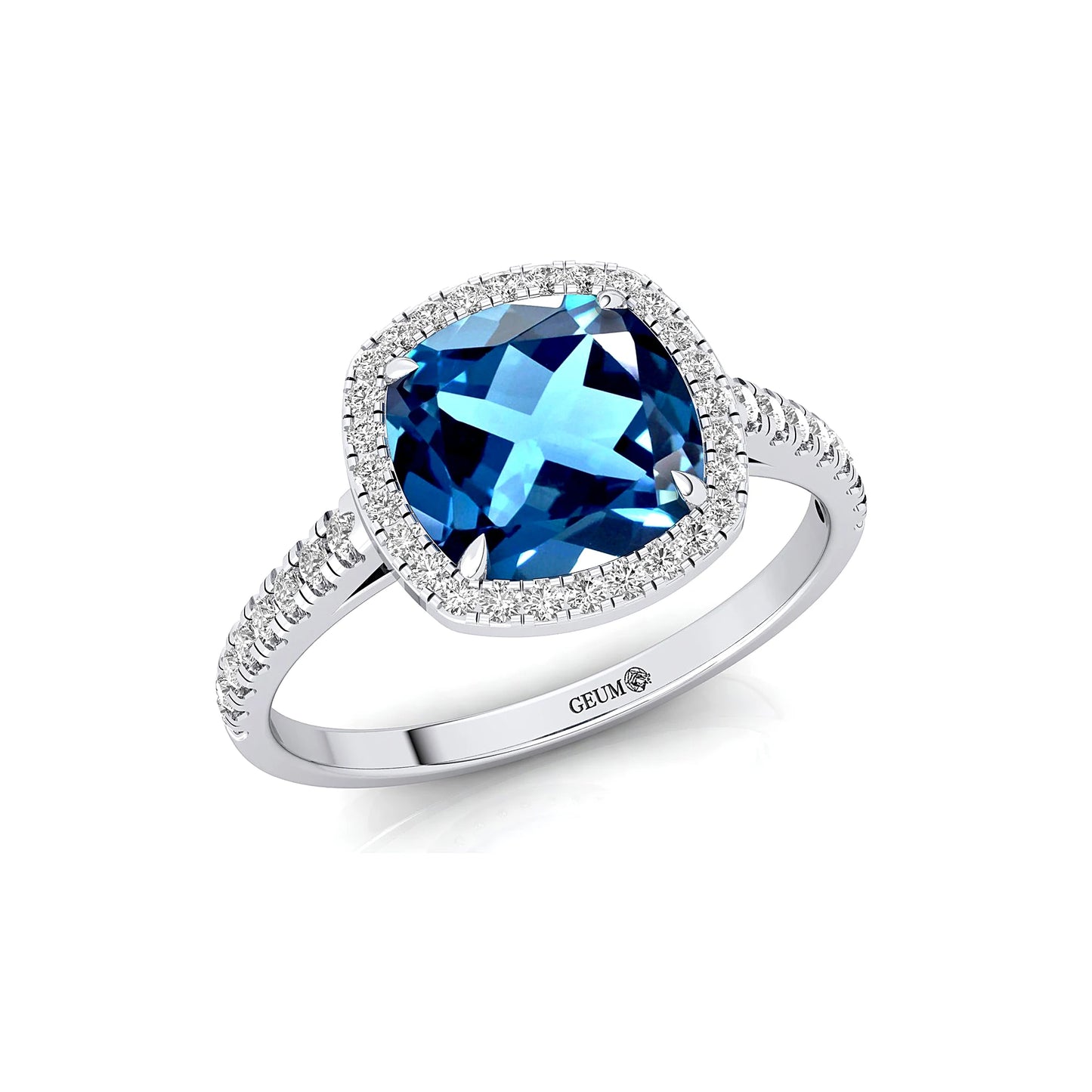 Natural London Blue Topaz December Birthstone Classic 14k Real Gold Cushion Shape Prong Set Custom Size High Quality Jewelry