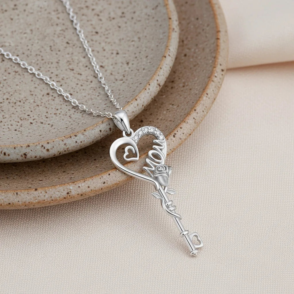 REDheart Silver Plated Celtic Knot Love Rose Necklace Angel Wings Key Necklace Rose Heart Tree of Life Heart Key Necklace for Womens Gift