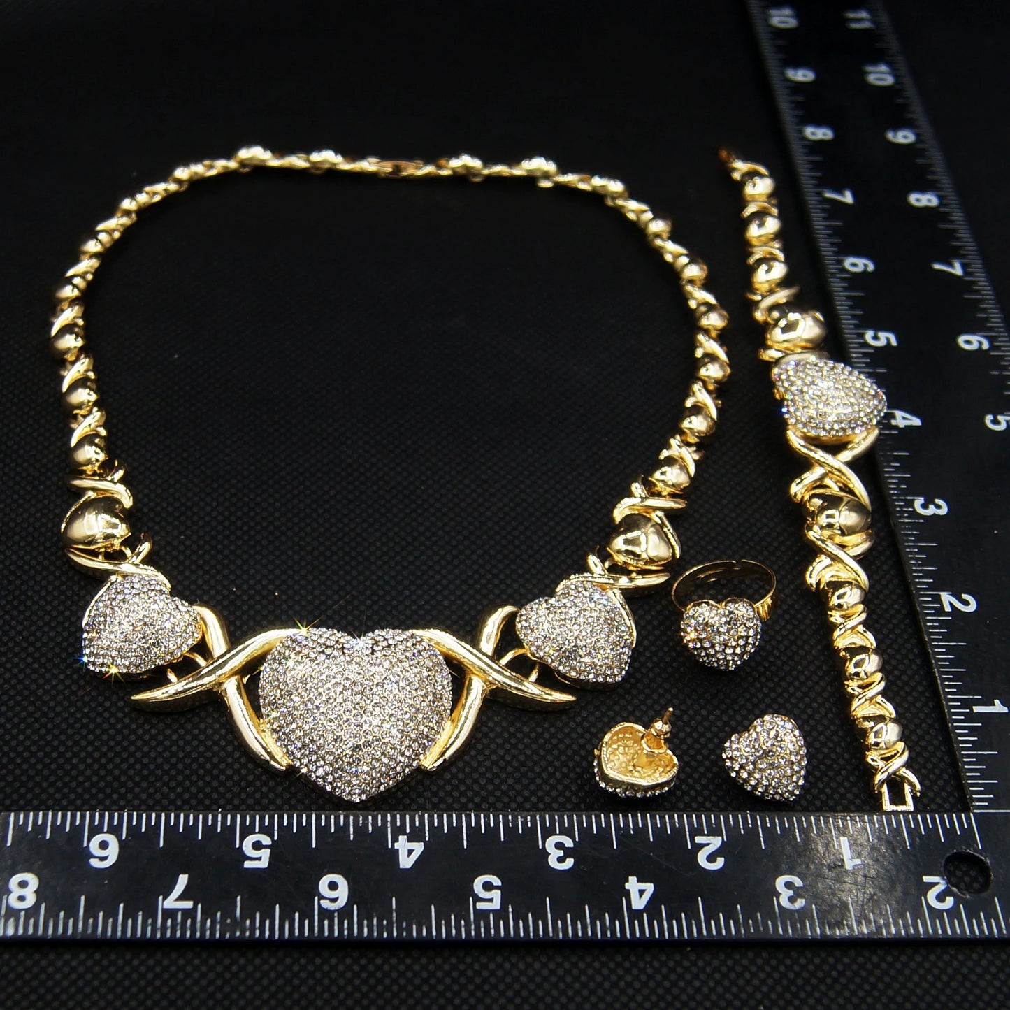 Zhuerrui I Love You Big Heart Hug and Kiss Xoxo Jewelry Sets Wedding High Quality 18K Gold Plated African Women Jewelry SetC0001