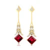 18kt Solid Gold Cute Lab Grown Ruby Gemstone & Real Diamond Dangle Drop Earring for Wedding Party & Gift Direct Factory Supplier