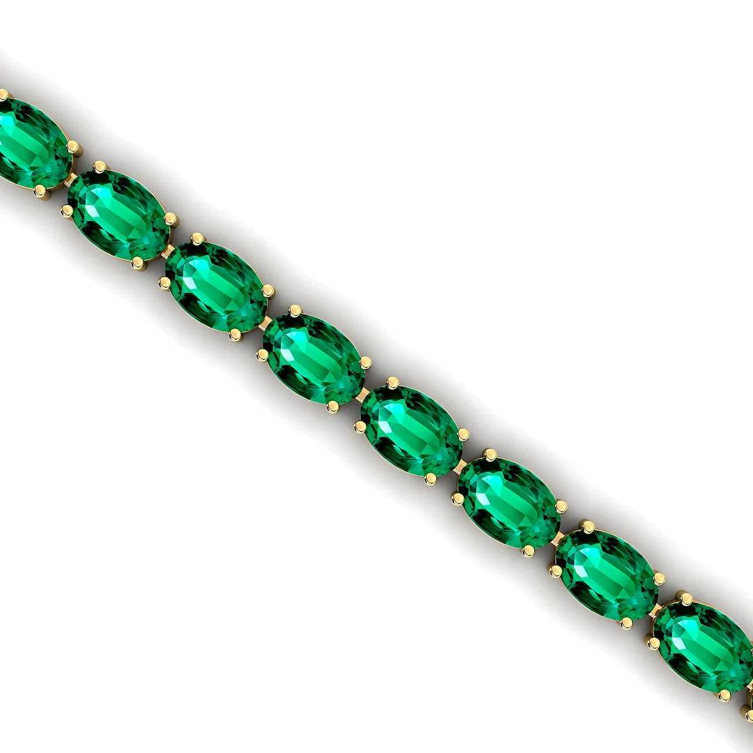 6-7.5 Inches Customized Fine Jewelry Luxury 14K Gold Green Emerald Tennis Bracelets Oval Cut Precious Emerald Women Bracelets