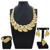 Zhuerrui Italian Gold Plated Jewelry Set Hollow Fan Streamline Necklace Earrings Bracelet Ring Women Ceremony Accessory I0003820