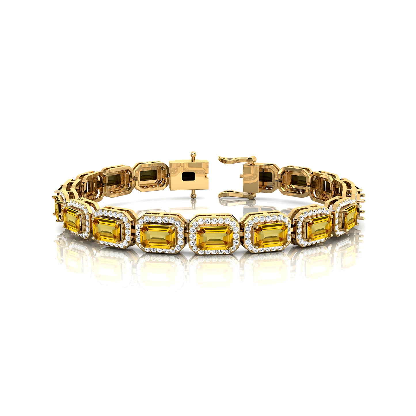 Handcrafted 14K Solid Gold Tennis Bracelet High Quality Fine Jewelry Yellow Sapphire & Diamond Tennis Bracelet Valentine's Gift