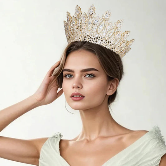 Handmade Luxury Wedding Crown for Bride Quality Bridal Hair Accessories Zircon Tiara Good Quality Hair Jewelry for Anniversary