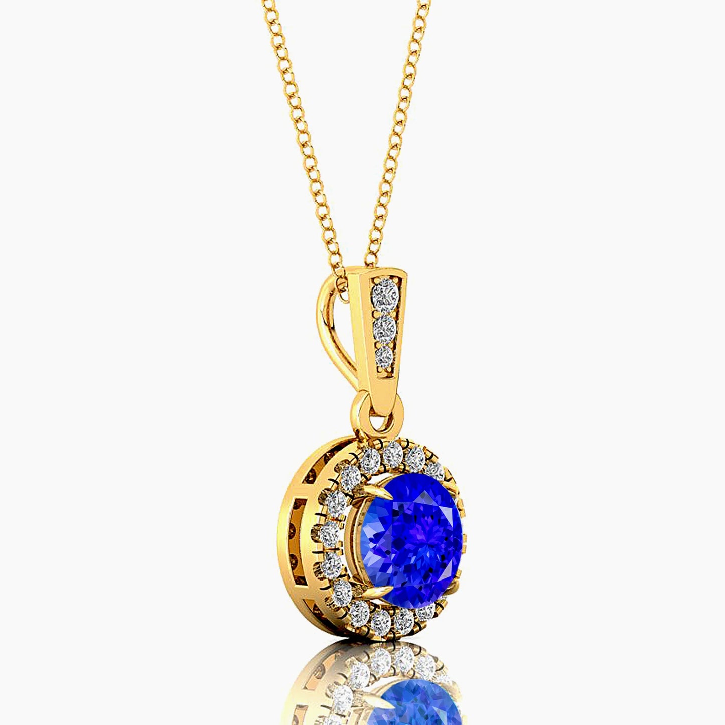 Latest Trendy Design Solid Gold Cute Pendant Real Diamonds Featuring Natural Tanzanite Gemstone Rhodium Plated Jewelry For Women