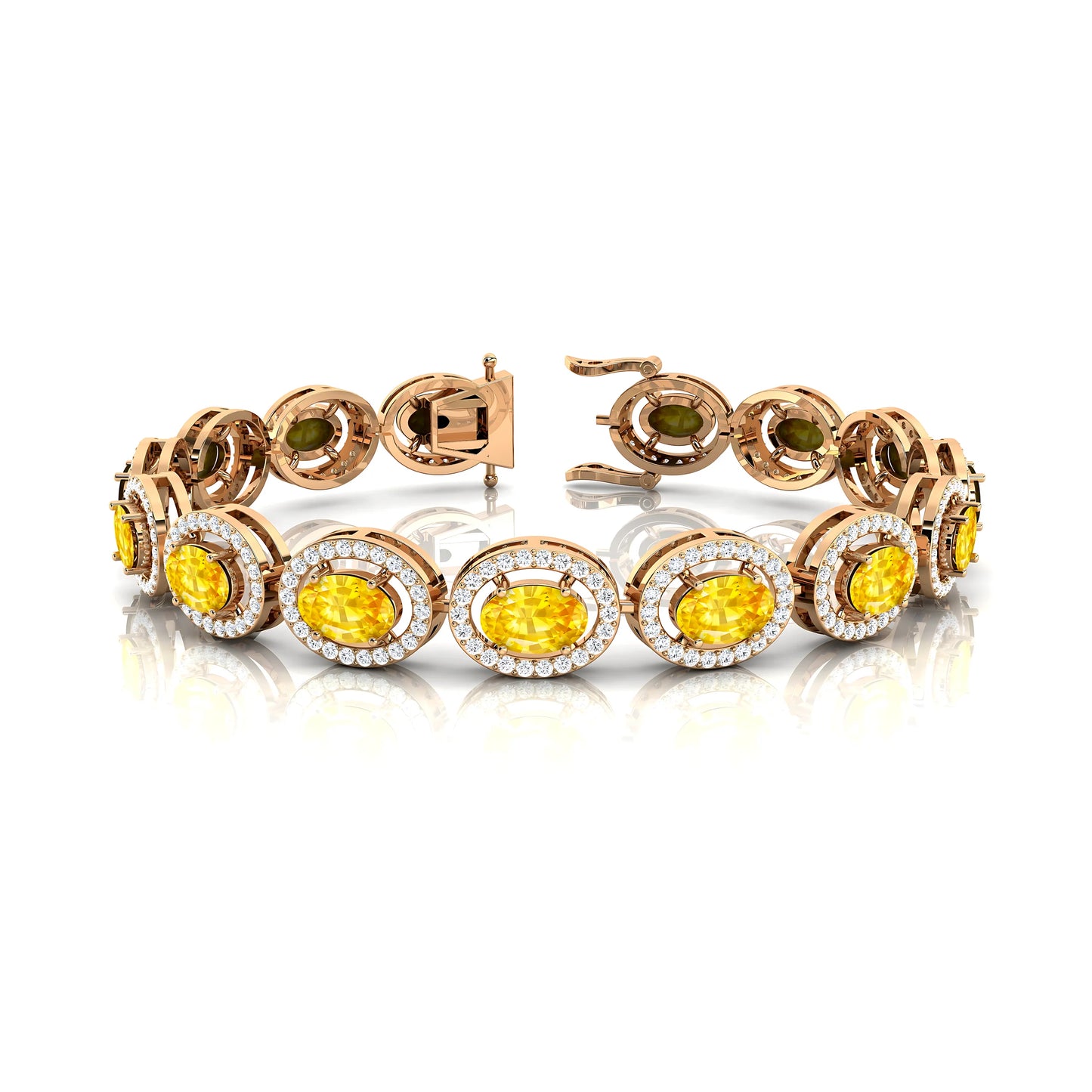14K Gold Luxury Women Men Yellow Sapphire & Diamond Tennis Bracelet Mother Day Engagement Wedding Large Sapphire Tennis Bracelet
