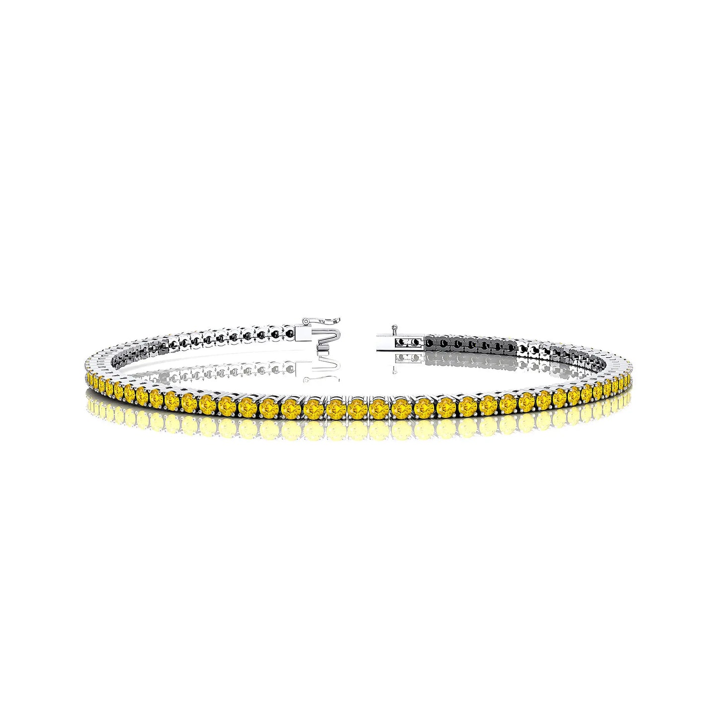 Natural Precious Yellow Sapphire Gemstone Tennis Bracelet 14K Fine Yellow Gold Luxury Fine Jewelry Gift Party Customizable Size