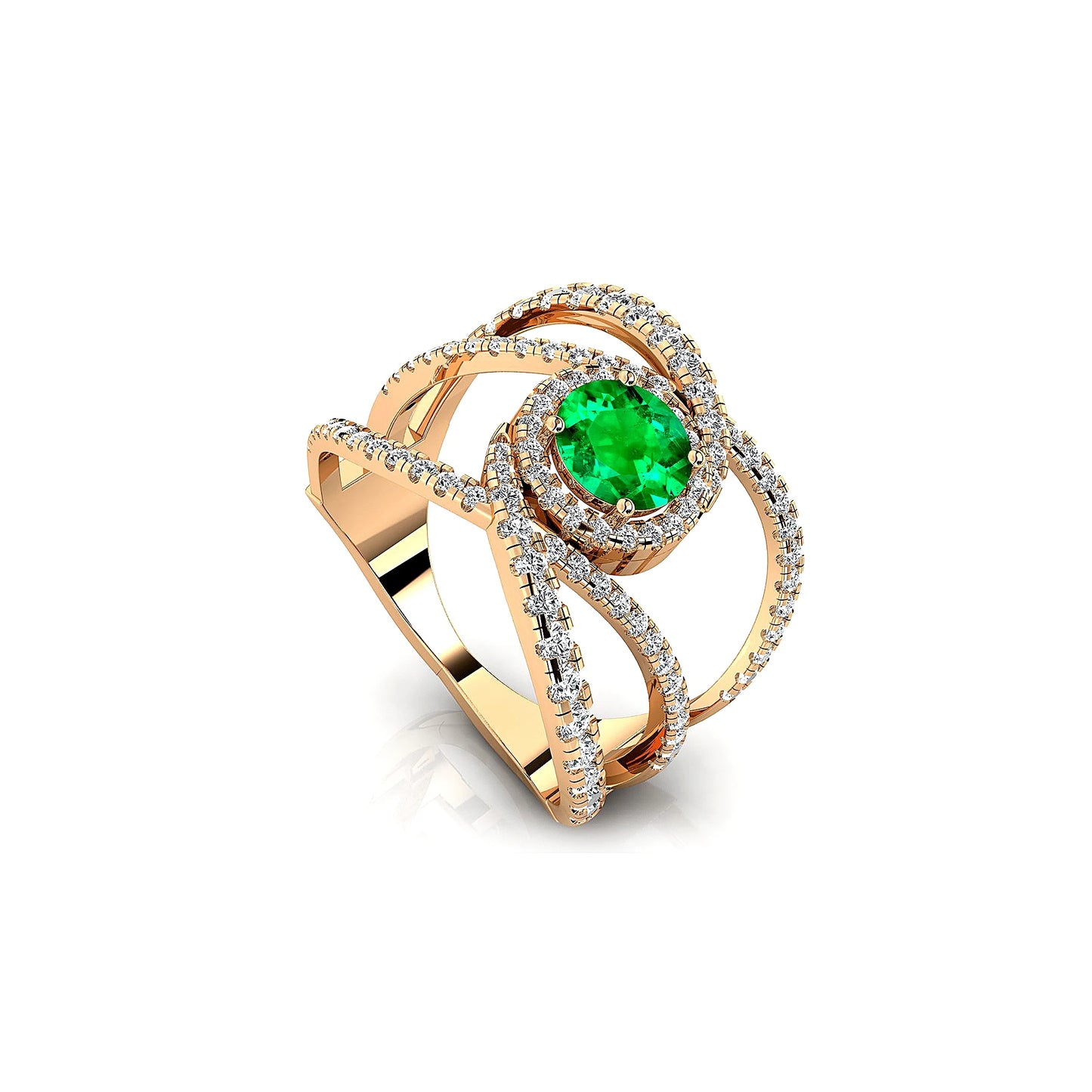 18Kt Solid Gold Luxurious Engagement Rings Lab Grown Emerald Gemstone Natural White Diamonds Halo Solitaire Ring Gift For Her
