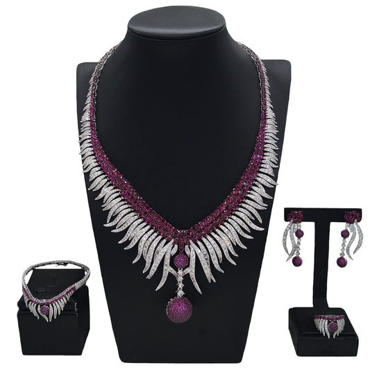Zhuerrui New Design Sense Jewelry Set American High-end Diamond Series Ladies Classic Inheritance Wedding Four SetsHZ24018196