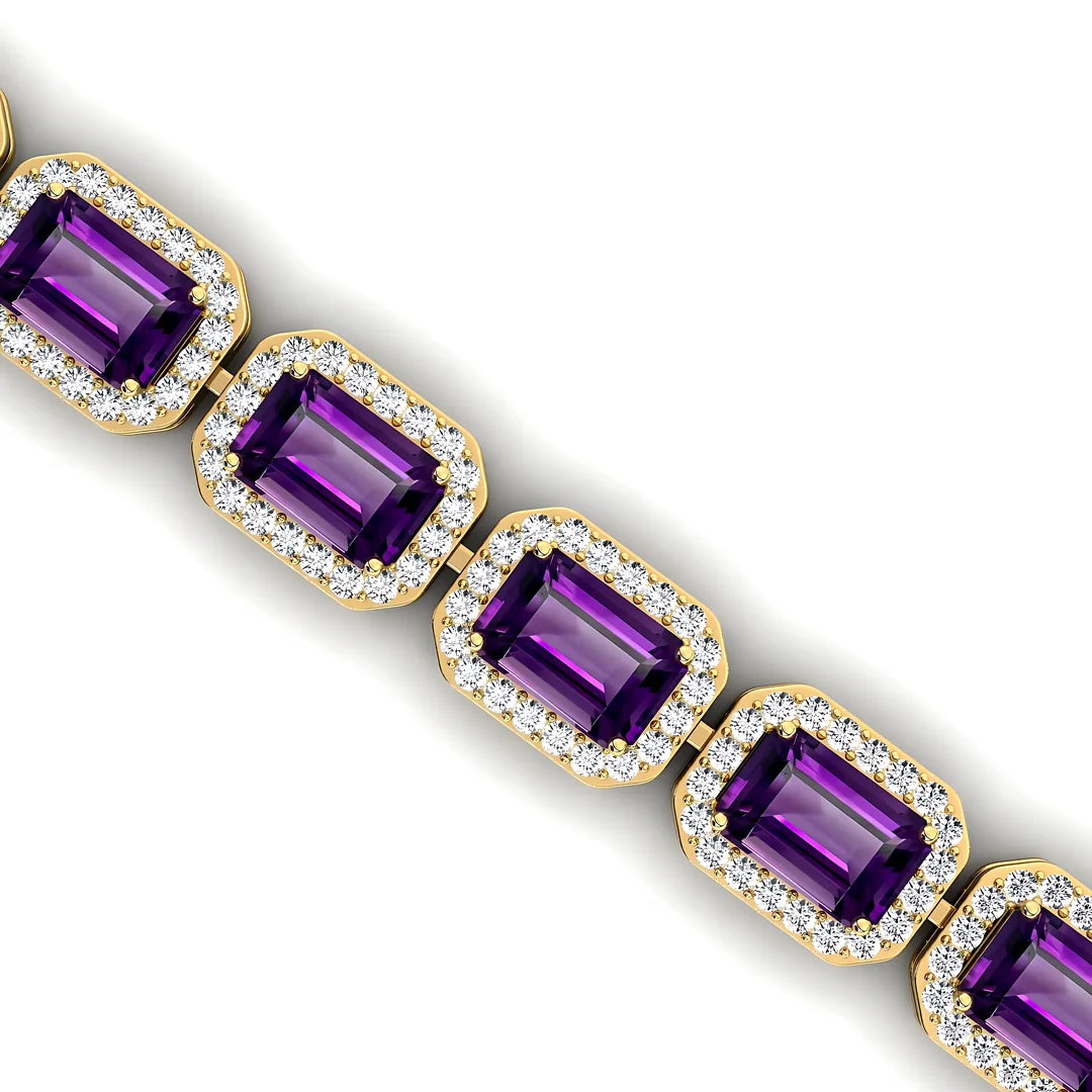 Classic Octagon Amethyst & Diamond Tennis Bracelet Custom Solid Gold 14K Fine Jewelry Luxury Gift Tennis Bracelets Wholesaler