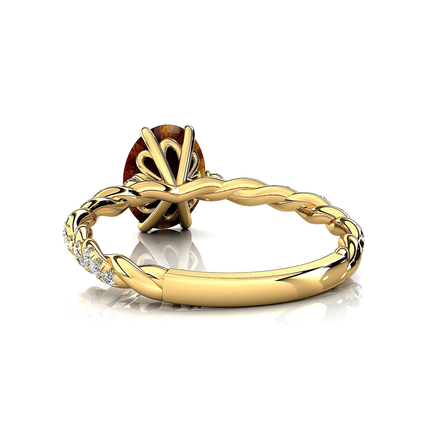 New Gorgeous 18k Solid Gold Dainty Solitaire Rings Cut Natural Citrine Gemstone & White Diamonds Rhodium Plated Partywear Ring