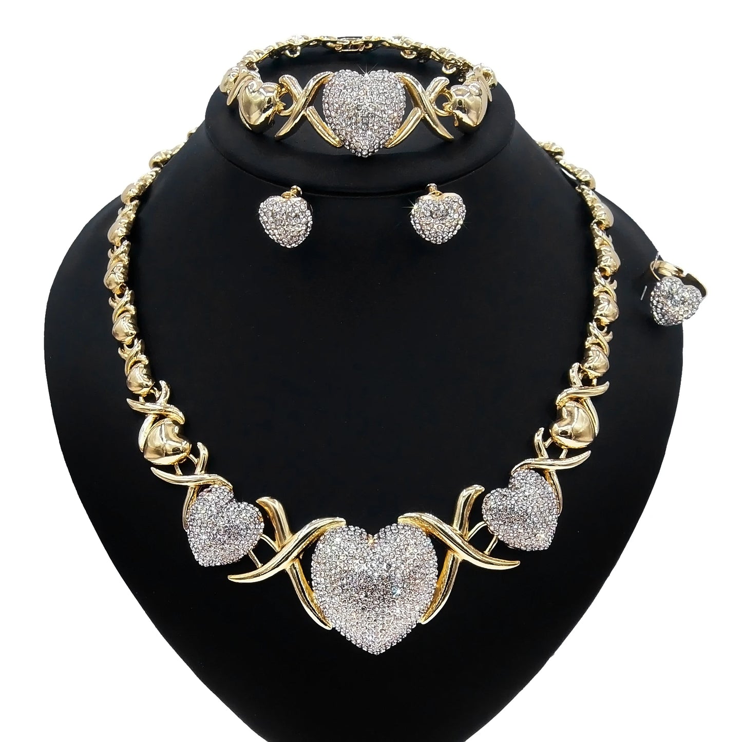 Zhuerrui I Love You Big Heart Hug and Kiss Xoxo Jewelry Sets Wedding High Quality 18K Gold Plated African Women Jewelry SetC0001