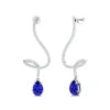 100% Natural Tanzanite Gemstone Fine Real Diamonds OEM Luxurious Trendy Wedding Solid Gold Rhodium Plated Dangling Drop Earrings