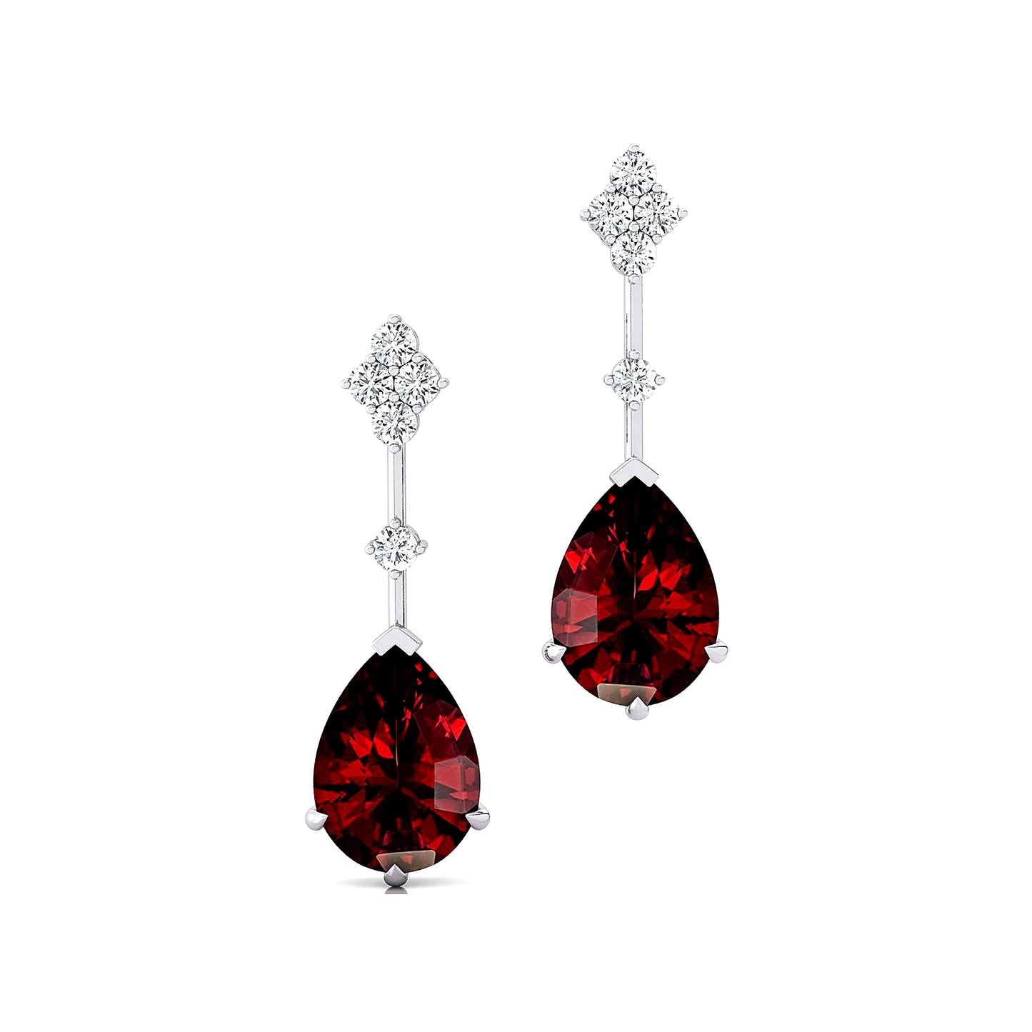 Unique Natural Red Garnet Gemstone Real Diamonds Cute Trending Earrings For Her 18k Solid Gold Rhodium Plated Bulk Price OEM ODM
