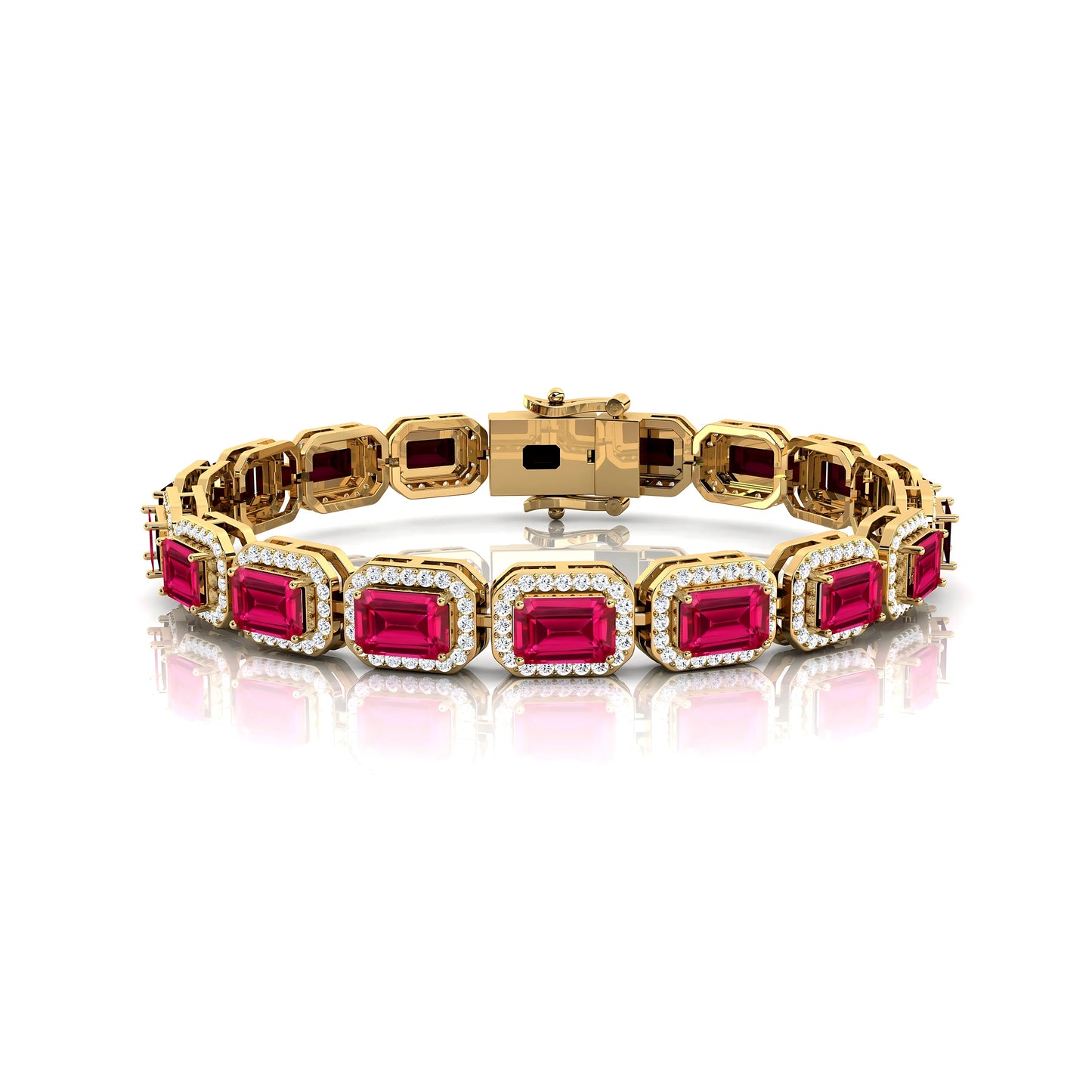 High Quality 14K Gold Natural Diamond & Pink Sapphire Tennis Bracelet Valentine's Gifts OEM/ODM Beautiful Fine Jewelry Bracelets