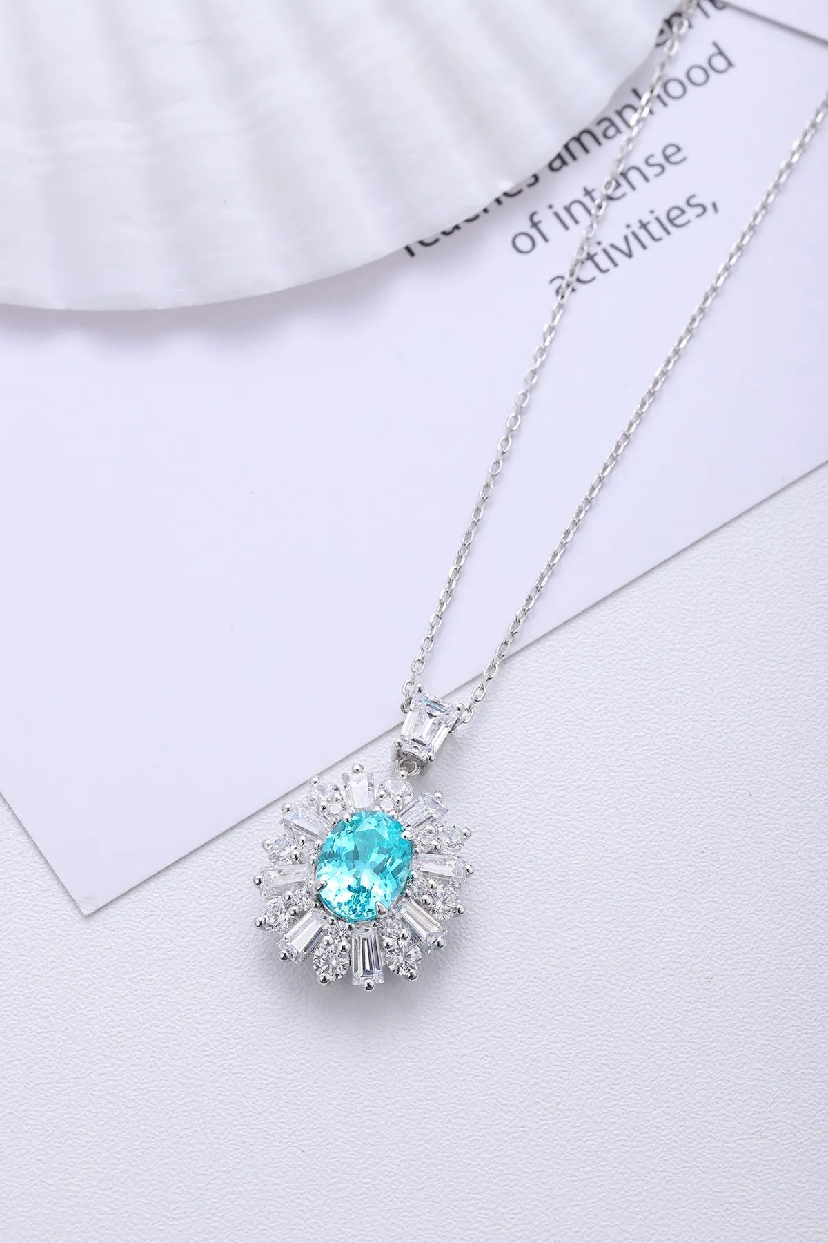 Gemfiori Zhanhao Jewelry Paraiba Jewelry Set Paraiba Lab Grown 925 Silver Ring Necklace Earring Oval Cut Eye Clean Gift Custom