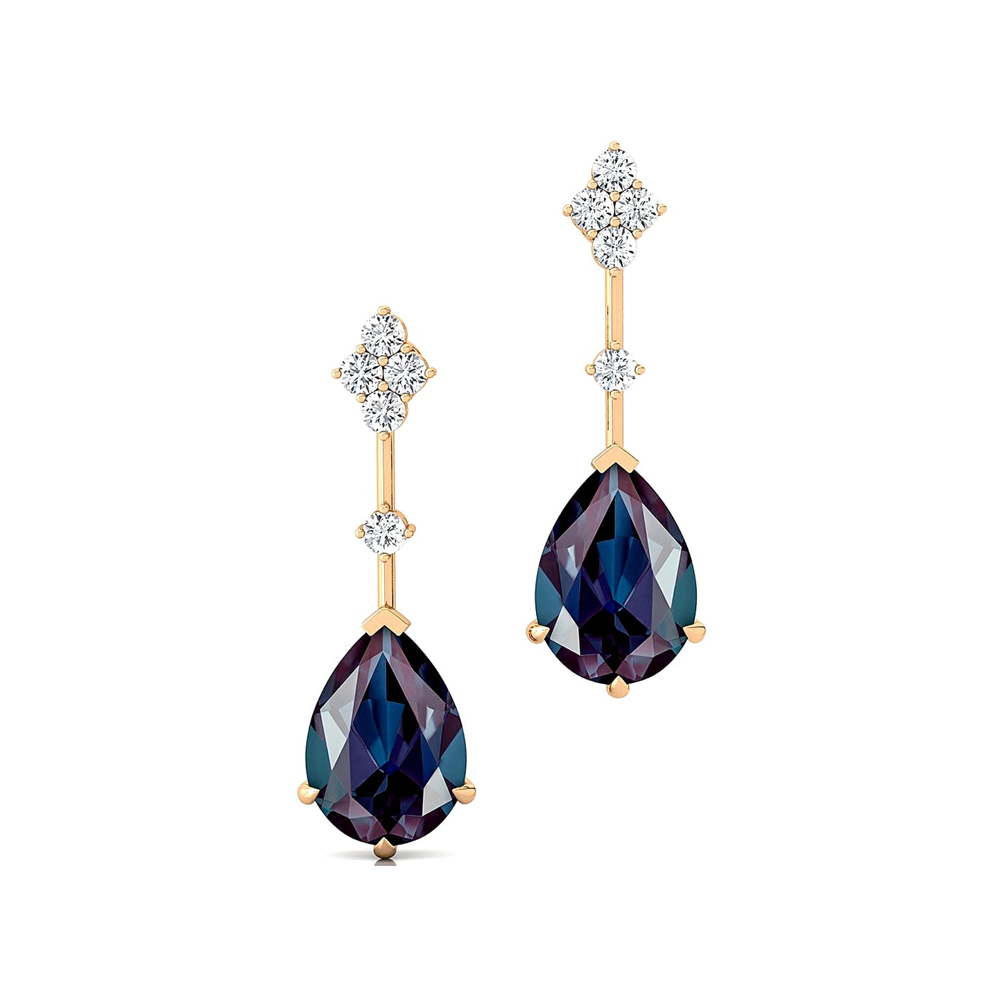 18Kt Solid Gold Trendy Stud Earrings Sets Fabulous Lab Grown Alexandrite Gemstone Real Diamonds Earrings Jewelry For Wife ODM