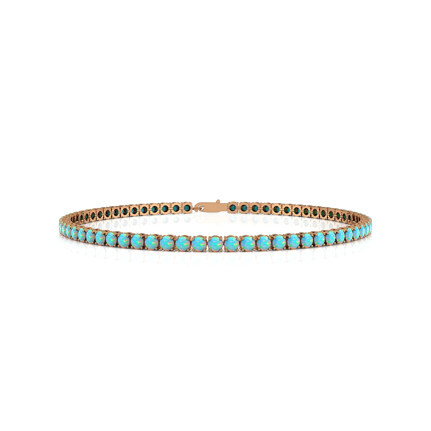 New Design 14k Solid Gold Natural Ethiopian Opal Tennis Chain Bracelets Women Gift Party Direct Wholesale Fine Jewelry