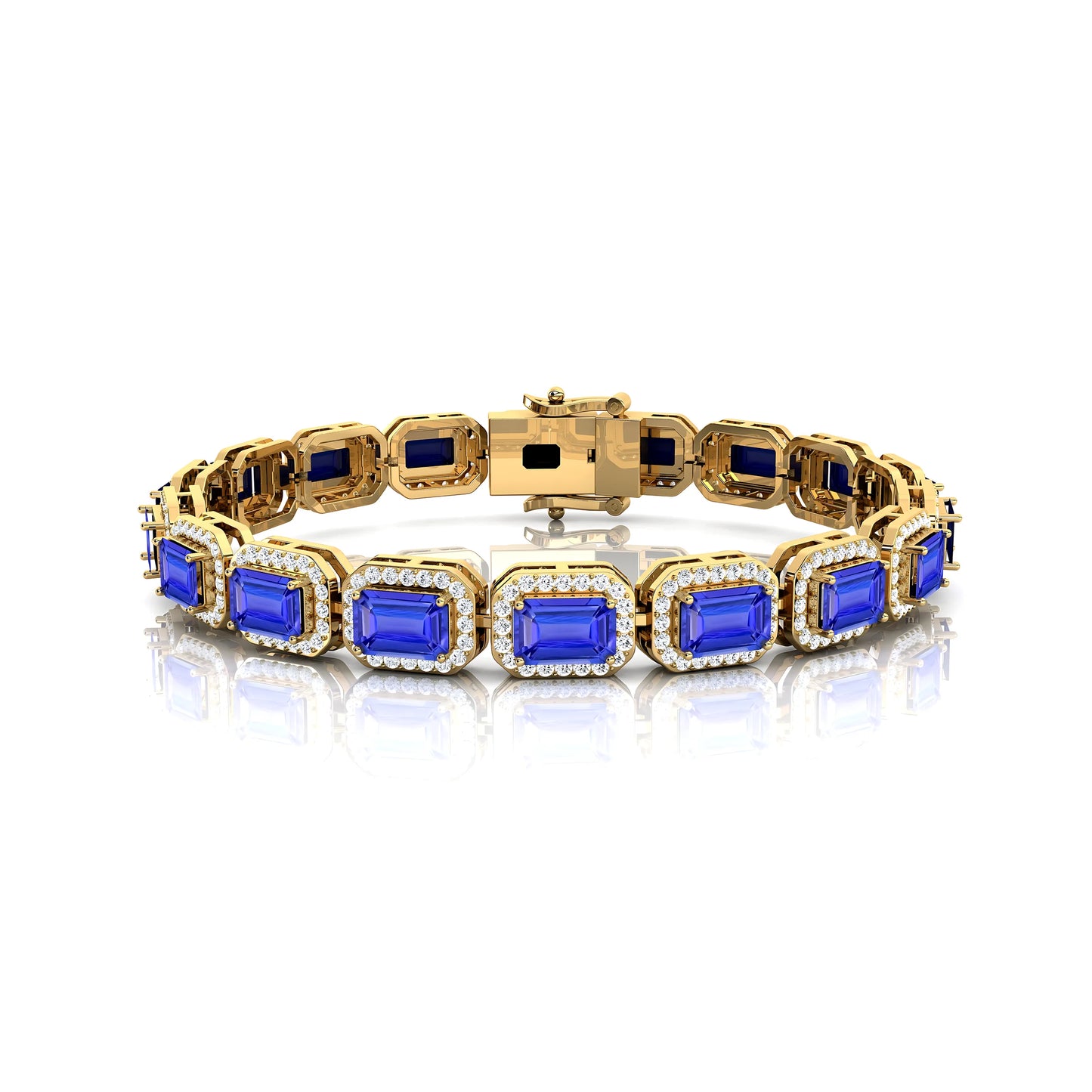 Handmade Natural Tanzanite & diamond Tennis Bracelet Elegant Design 14K Pure Gold Fine Jewelry Tennis Bracelet Anniversary Gift