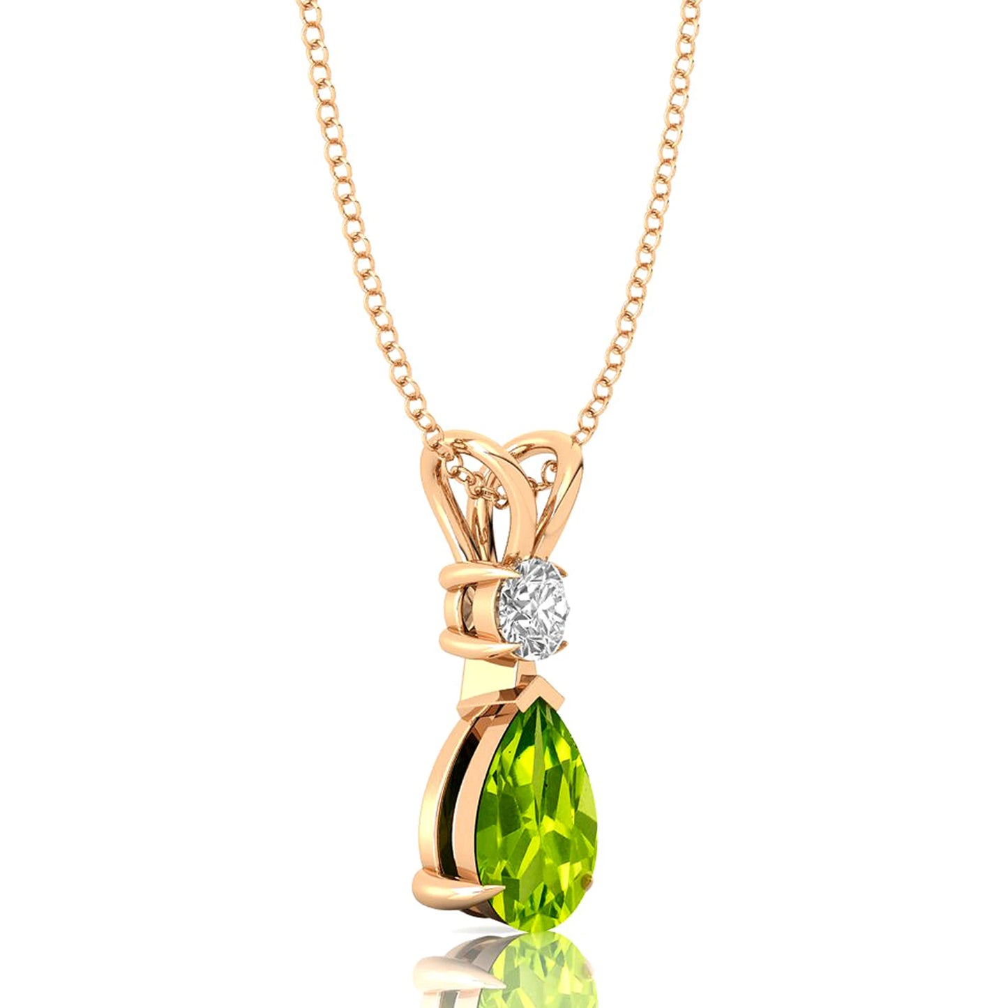 Pear Cut Peridot Solitaire Pendant Custom Design 14k Gold Women Necklace Delicate Bridal Fine Diamond Jewelry Gift For Wife